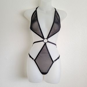 Oh La La Cheri Strappy Mesh Bodysuit One Size